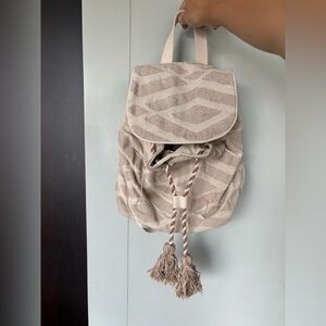NWT Beige Geometric Patterned Backpack